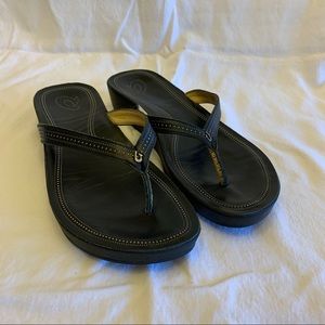 OluKai Leather Wedge Sandals